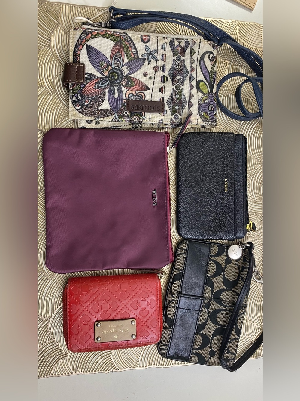 Coach Wristlet Sakroots Cream Crossbody Small Zipper Pouch 5 piece Lot